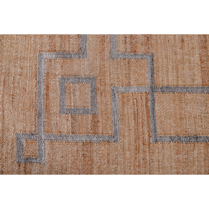 Handwoven 100% Jute Kilim Rug – Black & White Geometric
