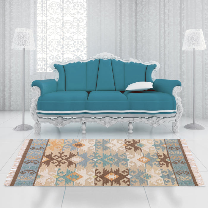 PEQURA - Handwoven Kilim Wool & Cotton Rug - Multi