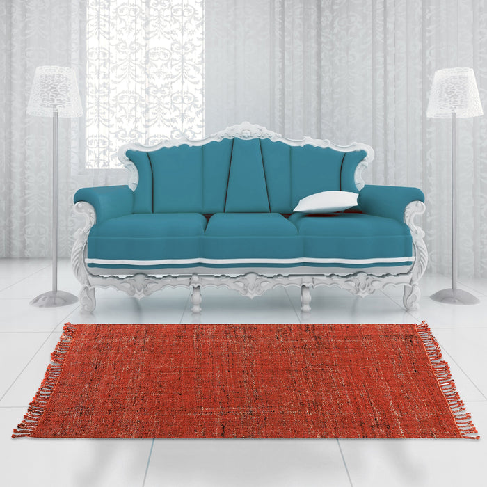 PEQURA Handmade Jute Rug – Natural & Red Eco Carpets