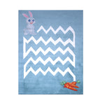 Pequra Handmade Luxury Kids Rug – Bunny Maze Design with Carrots on Blue Wool Base