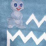 Pequra Handmade Luxury Kids Rug – Bunny Maze Design with Carrots on Blue Wool Base