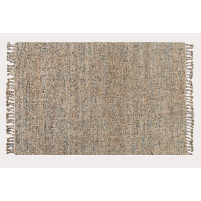 PEQURA natural handmade jute rug in beige – flatlay view of handwoven plain jute carpet
