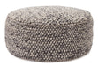 pebble texture round pouffe natural grey handwoven – Pequra