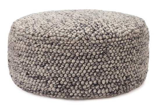 pebble texture round pouffe natural grey handwoven – Pequra