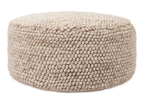 pebble texture round pouffe ivory beige looped weave – Pequra