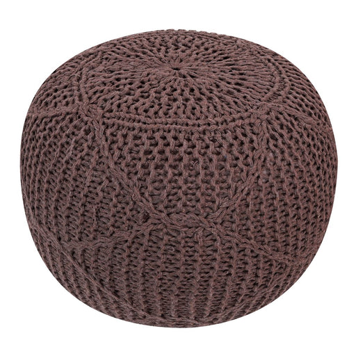 chunky knit brown round pouffe footrest – Byblos – Pequra