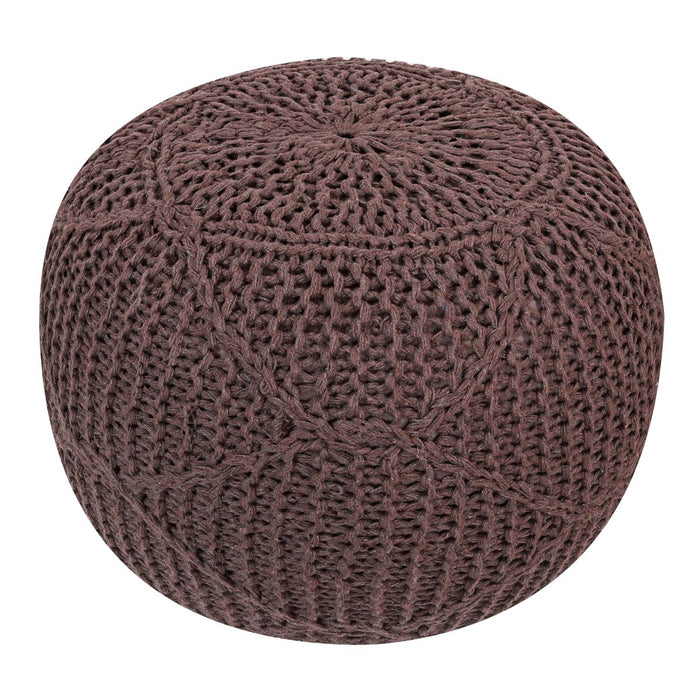 chunky knit brown round pouffe footrest – Byblos – Pequra