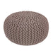 hand knitted beige round pouffe for living room – Pequra
