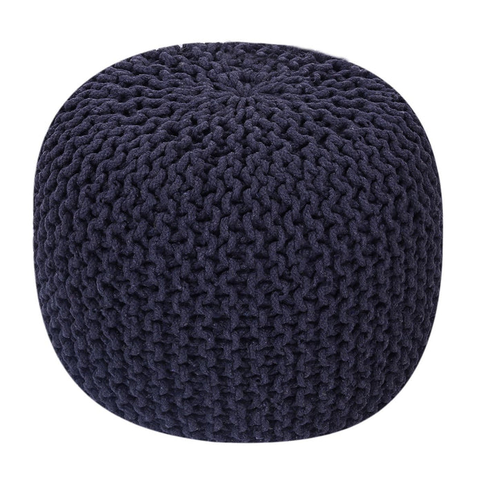 Hand Knitted Fabric Pouf for Living Room – Anthracite