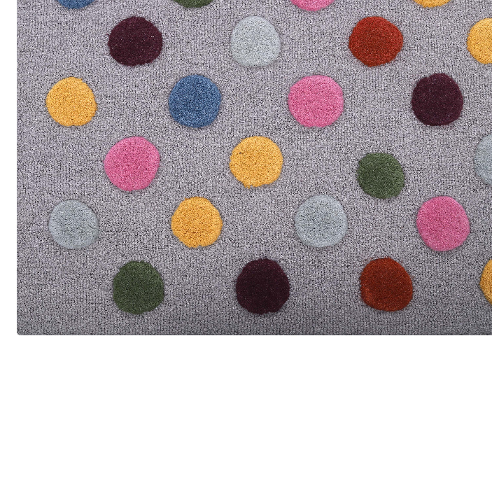 PEQURA Handwoven Wool Carpet – Gray Multicolor Dot Grid Rug, 4x6 ft