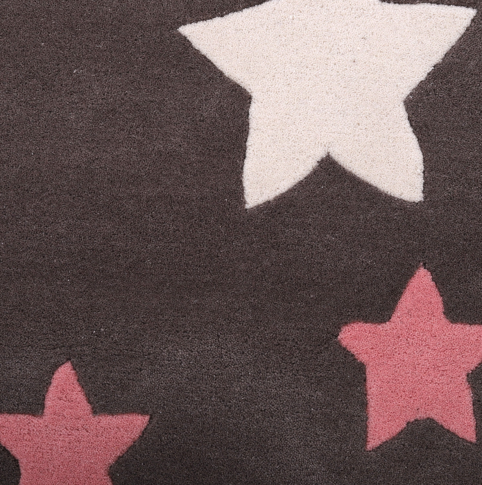 PEQURA Handwoven Wool Carpet – Brown Pink & White Star Rug, 4x6 ft