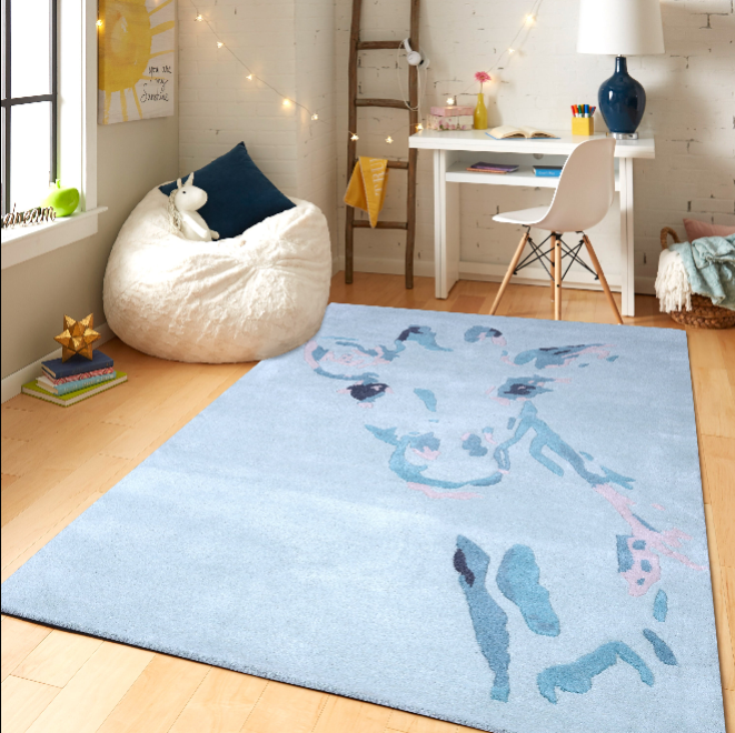 PEQURA Handwoven Wool Carpet – Abstract Giraffe Motif | 5x8 ft