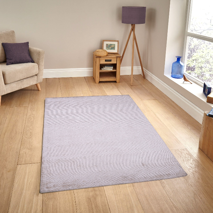 PEQURA Light Gray Textured Wool Carpet – Modern Industrial Handwoven Rug