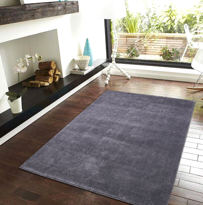PEQURA Dark Textured Wool Rug – Handwoven Modern Minimalist Wool Carpet (5x8 ft)