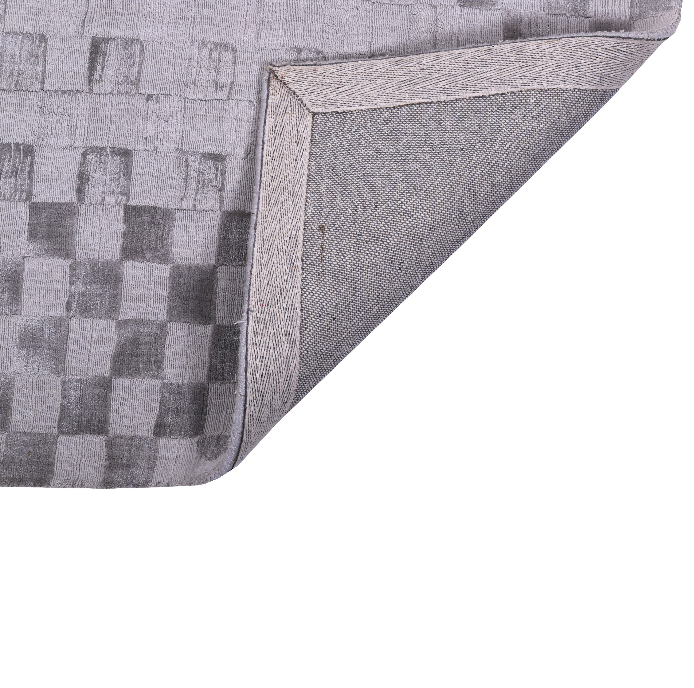 PEQURA Checkerboard Border Wool Rug – Handwoven Geometric Wool Carpet with Intricate Center (5x8 ft)