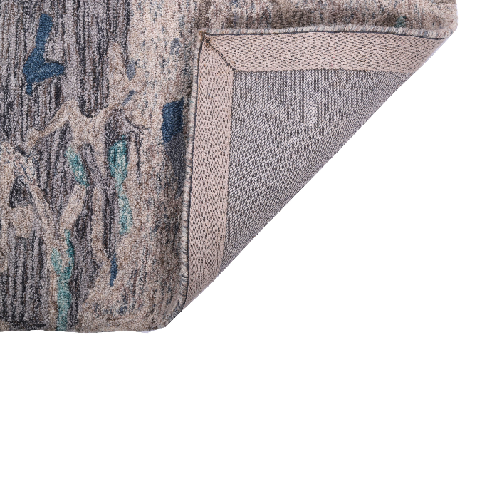 PEQURA Abstract Blue-Beige Gradient Wool Rug – Handwoven Modern Artistry