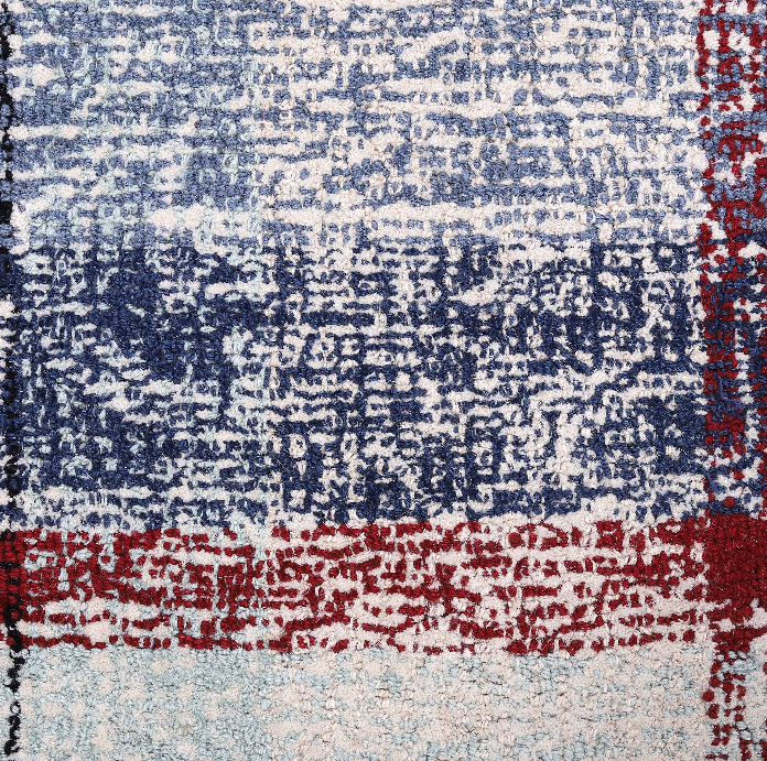 PEQURA Distressed Plaid Wool Rug – Handwoven Vintage Modern Checkered Carpet
