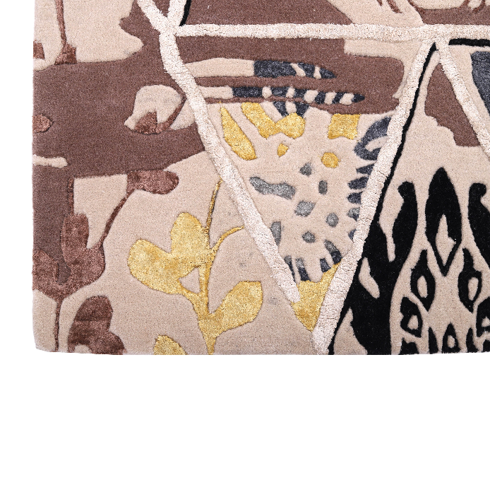 PEQURA Ornamental Triangle Grid Wool Carpet – Handwoven Geometric Patchwork Rug