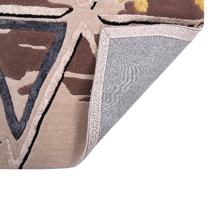 PEQURA Ornamental Triangle Grid Wool Carpet – Handwoven Geometric Patchwork Rug