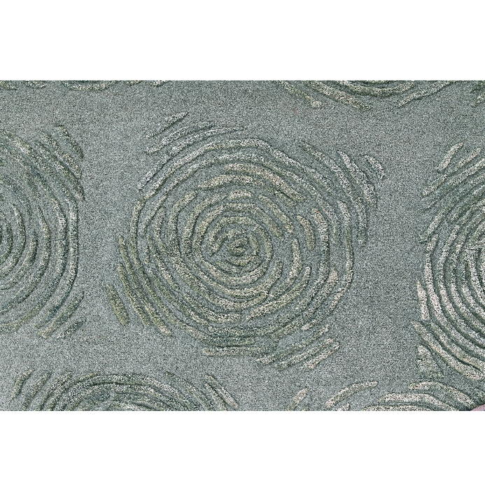 PEQURA Concentric Swirl Grid Wool Carpet – Handwoven Modern Minimalist Rug in Soft Blue