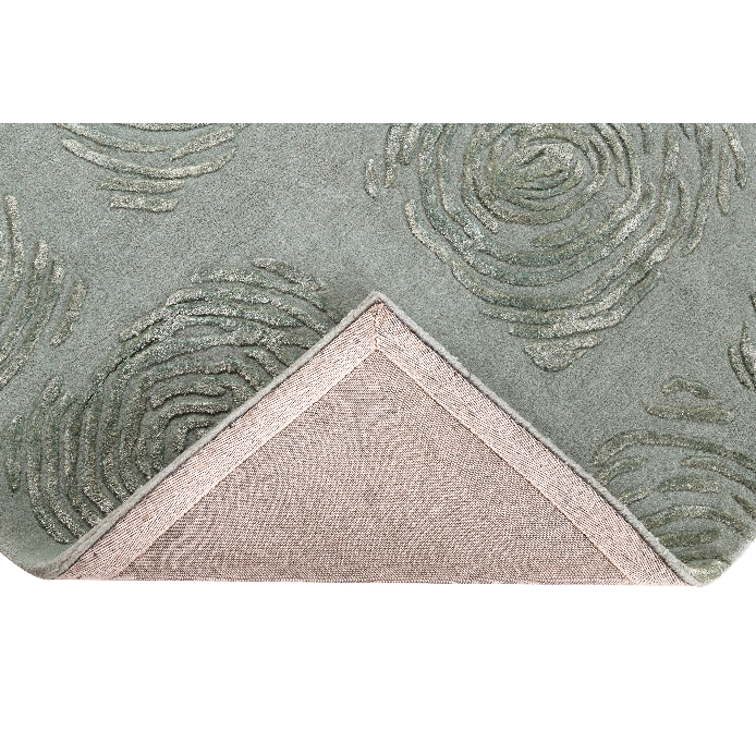 PEQURA Concentric Swirl Grid Wool Carpet – Handwoven Modern Minimalist Rug in Soft Blue