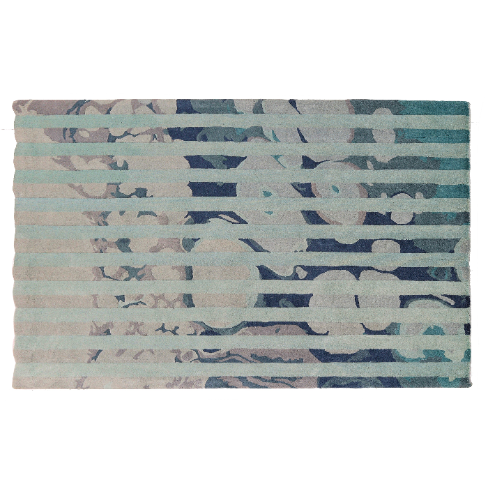 PEQURA Vertical Stripe Over Marbled Flow Wool Carpet – Handwoven Modern Abstract Rug