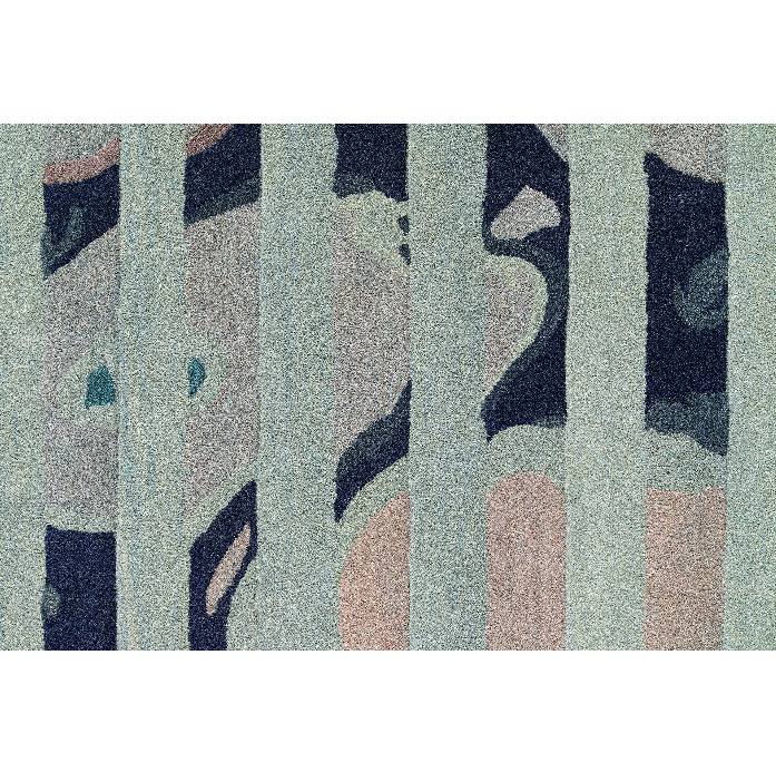 PEQURA Vertical Stripe Over Marbled Flow Wool Carpet – Handwoven Modern Abstract Rug