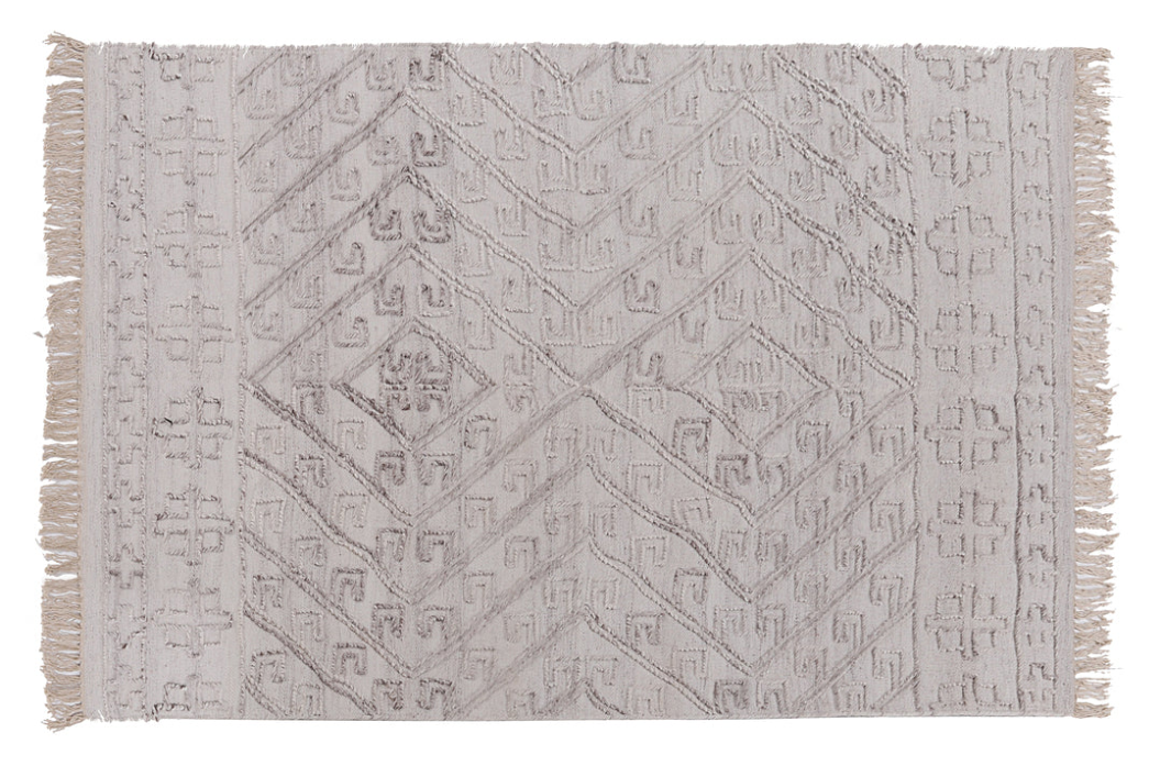 PEQURA Symmetrical Diamond Motif Wool & Cotton Carpet – Handwoven Tribal-Inspired Geometric Rug