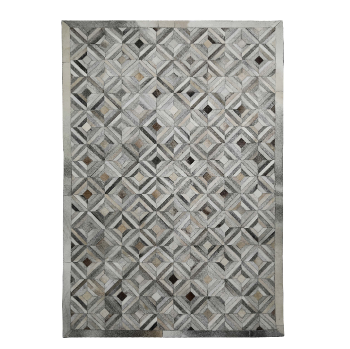 PEQURA Dimensional Diamond Grid Wool Carpet – Handwoven 3D Illusion Rug in Gray, Black & Beige