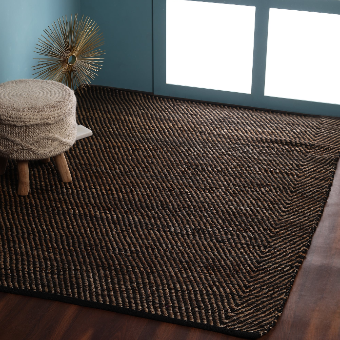 PEQURA Jute & Cotton Herringbone Woven Rug