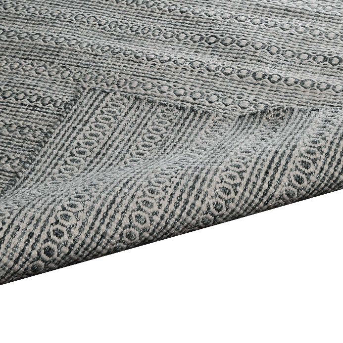 PEQURA Wool Dhurrie – Handwoven Horizontal Line & Micro-Motif Rug