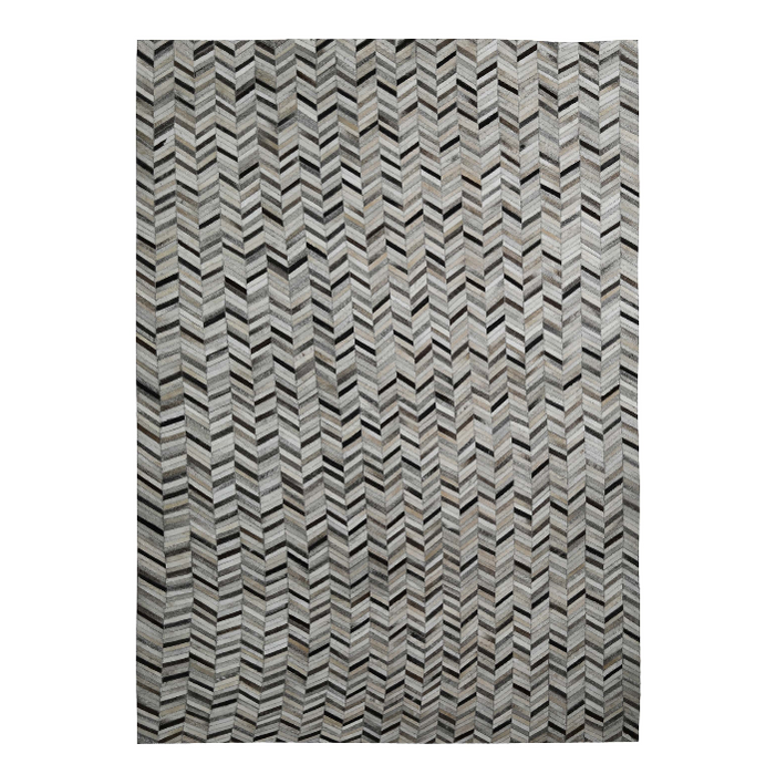 PEQURA Wool Herringbone Rug – Handwoven Taupe & Gray Carpet