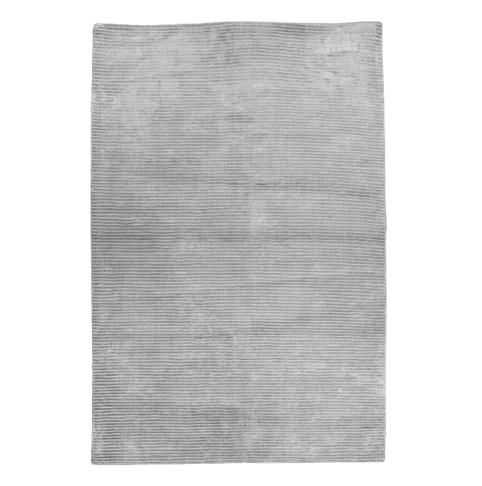 PEQURA Wool Light Gray Ribbed Rug – Handwoven Minimalist Carpet with Subtle Linear Texture