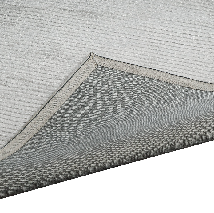 PEQURA Wool Light Gray Ribbed Rug – Handwoven Minimalist Carpet with Subtle Linear Texture