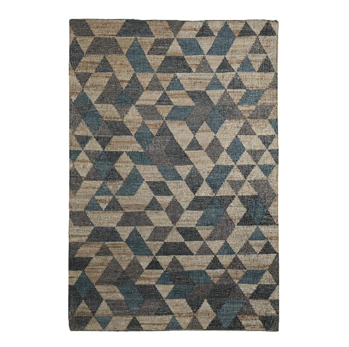 PEQURA Wool Mosaic Rug – Handwoven Geometric Carpet with Triangular & Quadrilateral Pattern