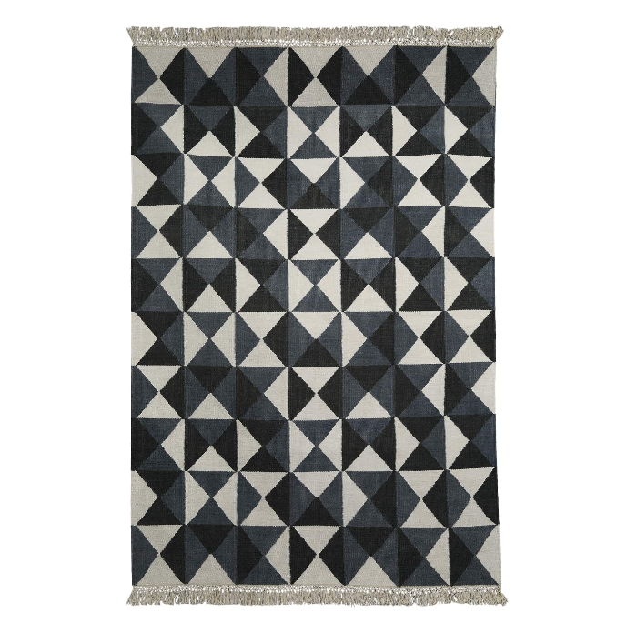Wool Rug – Diamond-Triangle Grid Design