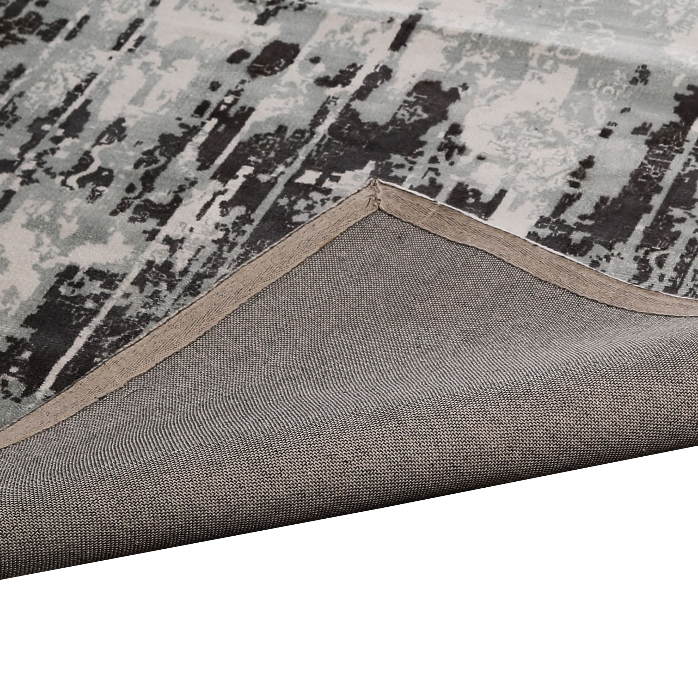 PEQURA Wool Distressed Vertical Texture Rug – Handwoven Black & Gray Abstract Carpet for Modern Interiors