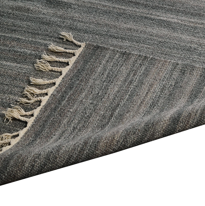 Wool Rug – Gray Gradient Woven with Fringe