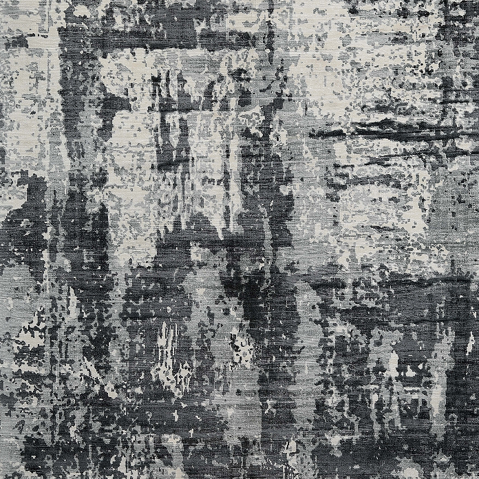 PEQURA Wool Weathered Abstract Rug – Handwoven Black, Gray & White Distressed Carpet for Modern Interiors