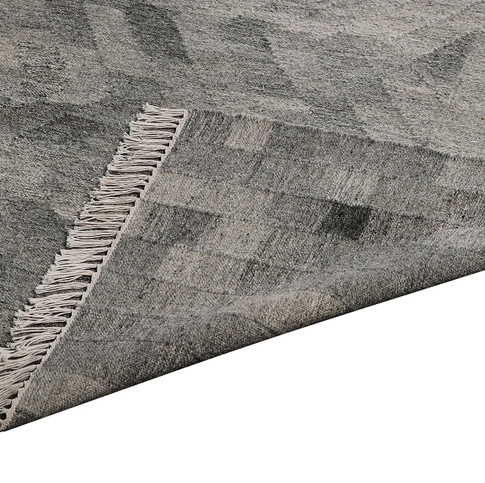 Wool Rug – Maze-Like Geometric Gray Pattern