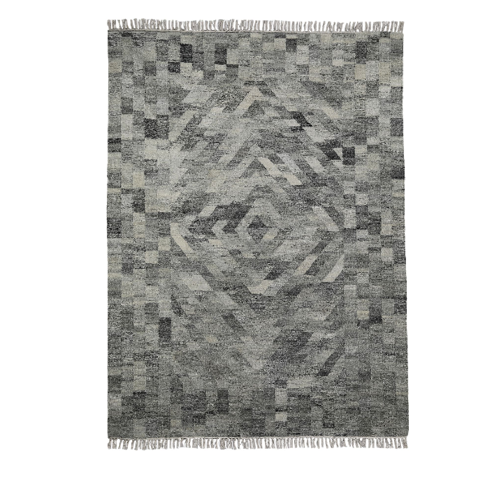 Leather Rug – Concentric Diamond Mosaic Pattern