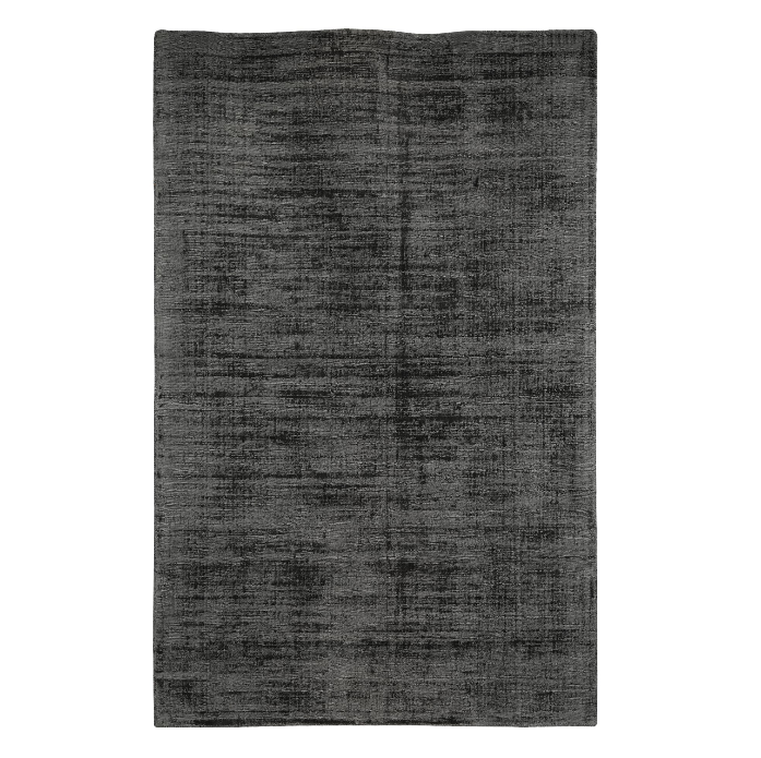 PEQURA Wool Distressed Grid Rug – Handwoven Dark Gray & Charcoal Carpet with Subtle Textured Pattern
