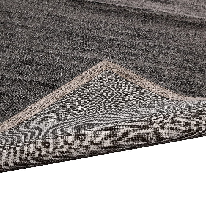 PEQURA Wool Distressed Grid Rug – Handwoven Dark Gray & Charcoal Carpet with Subtle Textured Pattern