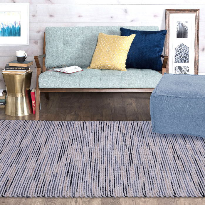 PEQURA-Blue-Gray Streaked Wool Rug