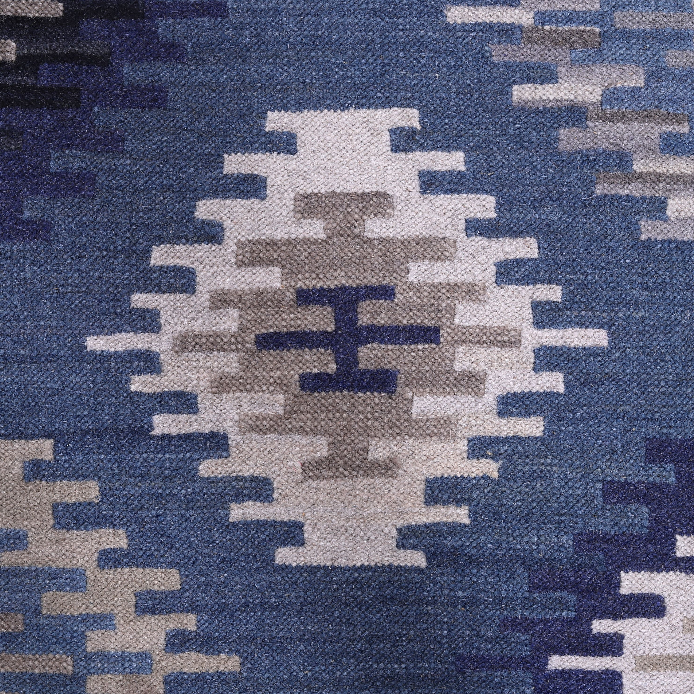 Blue Diamond Mosaic Wool Handwoven Rug