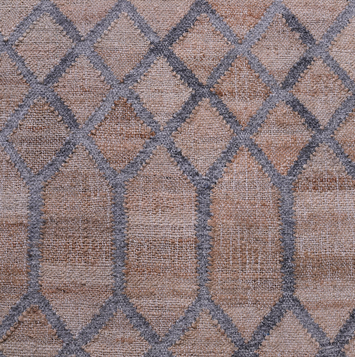 PEQURA jute Beige-Gray Diamond Hex Grid Rug – Handwoven Geometric Carpet for Modern & Minimal Interiors