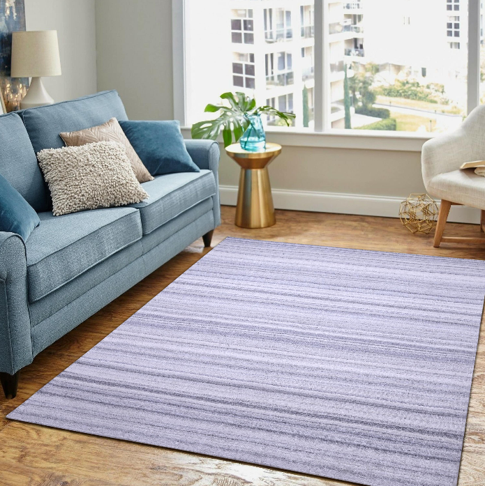 Gray Gradient Stripe Handwoven Wool Rug