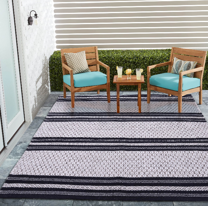 Hex-Textured Stripe Handwoven Wool Rug