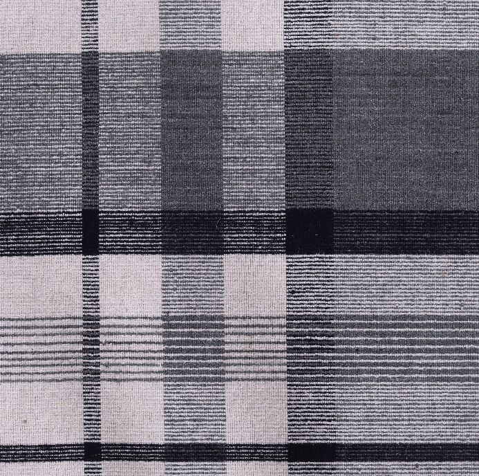 Black-Gray Plaid Handwoven Wool Rug