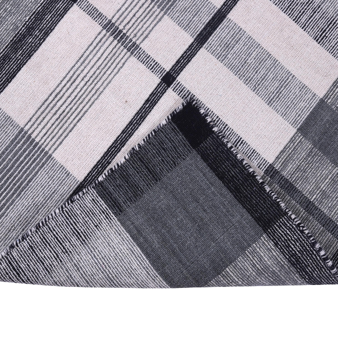 Black-Gray Plaid Handwoven Wool Rug
